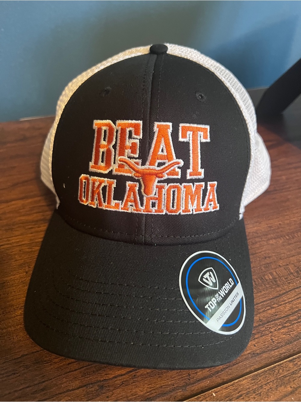 Black/White Adult 'Beat Oklahoma' Trucker SnapBack Hat NWT